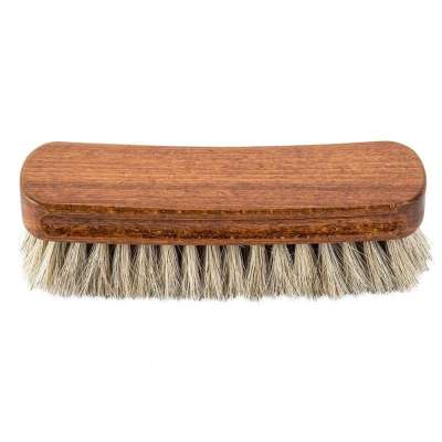 A PRETTY HORSE HAIR BRISTLES 6X2 INCHES NATURAL COMFORTABLE WOODEN SHOE POLISH BUFFING BRUSH